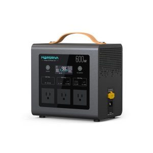 Marsriva MP6 Plus 600W 512Wh Portable Power Station front view displaying LED screen and power output ports