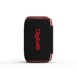 Digital X Pulse Mini portable Bluetooth speaker in black and red – front view