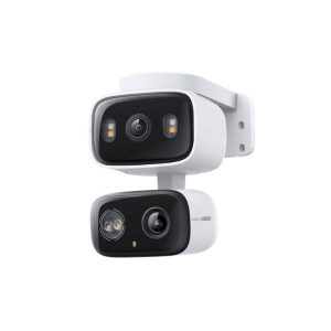 TP-Link Tapo C540D Dual 2K Wi-Fi camera front view displaying twin lenses, spotlights, and status LED.