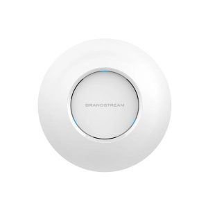 Front view of the Grandstream GWN7625 wireless access point featuring a white circular design and central Grandstream logo.